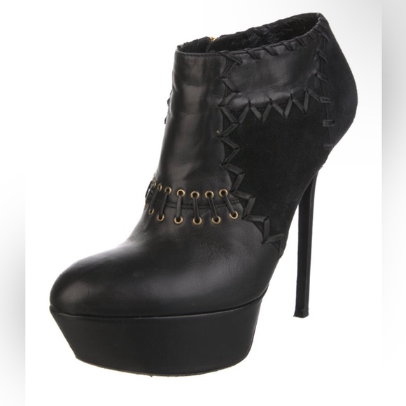 SERGIO ROSSI Booties Stitch Zip High Heel Ankle Boot Suede - Picture 1 of 14